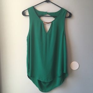 Emerald blouse with keyhole front